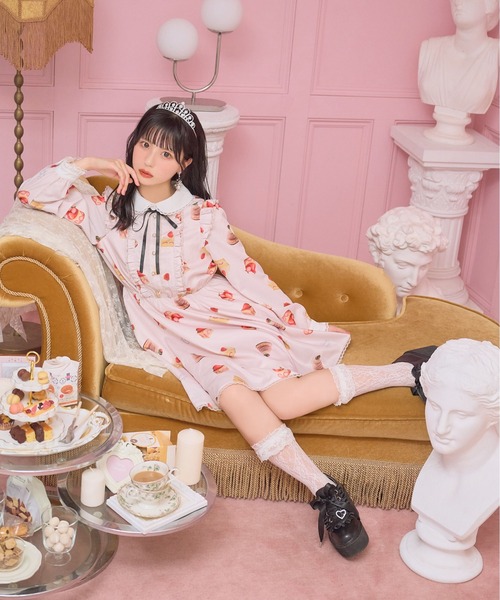 Honey Cinnamon（ハニーシナモン）の「アソートケーキ柄ワンピース（ワンピース・レディース・アイボリー/ピンク・FREE）」の19枚目の写真