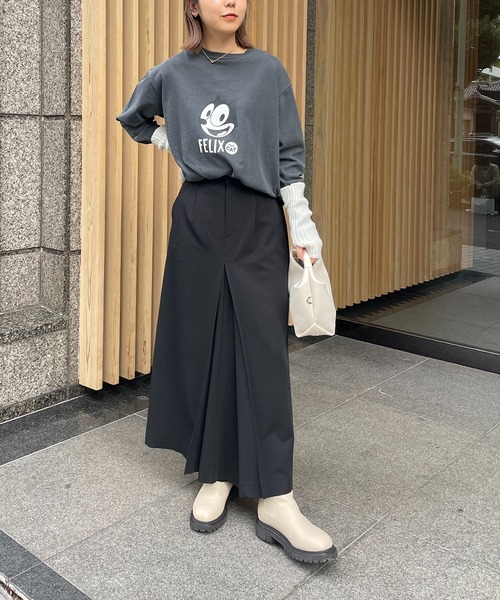 CAPRICIEUX LE'MAGE（カプリシューレマージュ）の「フロントタックパンツ風スカート（スカート・レディース・ホワイト系その他/ブラック・FREE）」の9枚目の写真