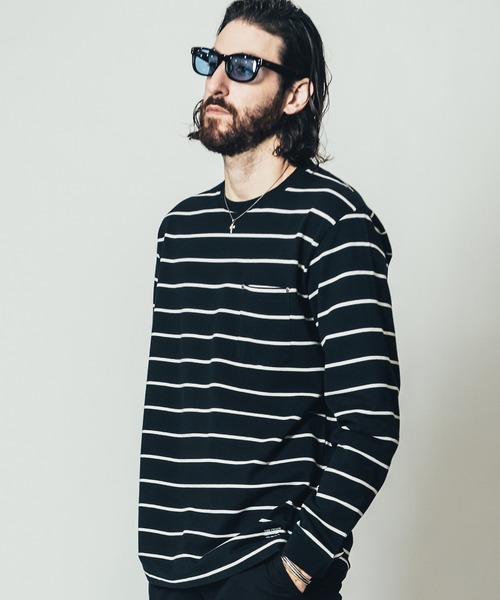 CRIMIE(クライミー)の「BORDER LONG SLEEVE POCKET T SHIRT / ボーダー 長袖 ポケット Tシャツ(Tシャツ/カットソー・メンズ・ブラック/ブラウン・XXL/L/S/XL/M)」の11枚目の写真