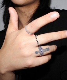 ★関税込★BLACKPURPLE★Double Round Tennis Cubic Rin.g★ BLACKPURPLE】[BLACKLABEL] DOUBLE ROUND TENNIS CUBIC RING