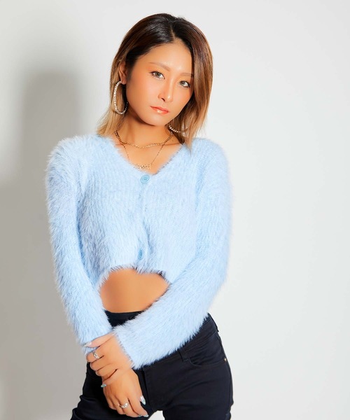 babyShoop(ベイビーシュープ)の「シャギーニットカーディガン(ニット/セーター・レディース・イエロー/ブルー/ブラック/ホワイト/ピンク・FREE)」の13枚目の写真