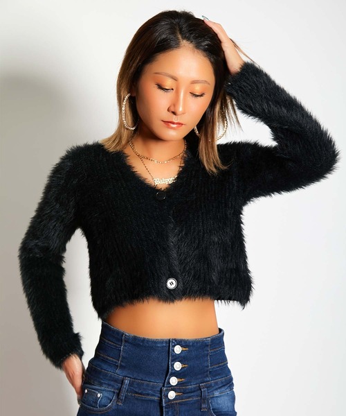 babyShoop(ベイビーシュープ)の「シャギーニットカーディガン(ニット/セーター・レディース・イエロー/ブルー/ブラック/ホワイト/ピンク・FREE)」の8枚目の写真