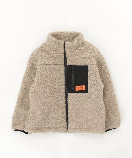 UNIVERSAL OVERALL(ユニバーサルオーバーオール)の「【UNIVERSAL OVERALL】KIDS BOA JACKET(ブルゾン・キッズ・レオパード/ベージュ/チェック・110/140/150/120/130)」の2枚目の写真