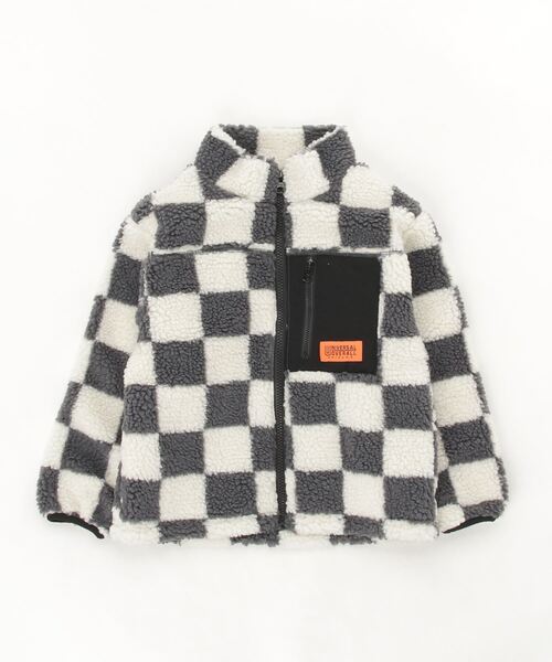 UNIVERSAL OVERALL(ユニバーサルオーバーオール)の「【UNIVERSAL OVERALL】KIDS BOA JACKET(ブルゾン・キッズ・レオパード/ベージュ/チェック・110/140/150/120/130)」の3枚目の写真