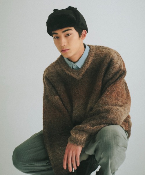 WHIMSIC（ウィムジック）の「【UNISEX】ムートンフライトキャップ（ニットキャップ/ビーニー・メンズ・ブラウン/ブラック・FREE）」の3枚目の写真