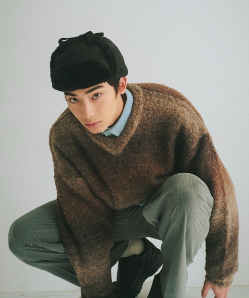 WHIMSIC（ウィムジック）の「【UNISEX】ムートンフライトキャップ（ニットキャップ/ビーニー・メンズ・ブラウン/ブラック・FREE）」の4枚目の写真