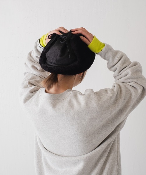 WHIMSIC（ウィムジック）の「【UNISEX】ムートンフライトキャップ（ニットキャップ/ビーニー・メンズ・ブラウン/ブラック・FREE）」の12枚目の写真