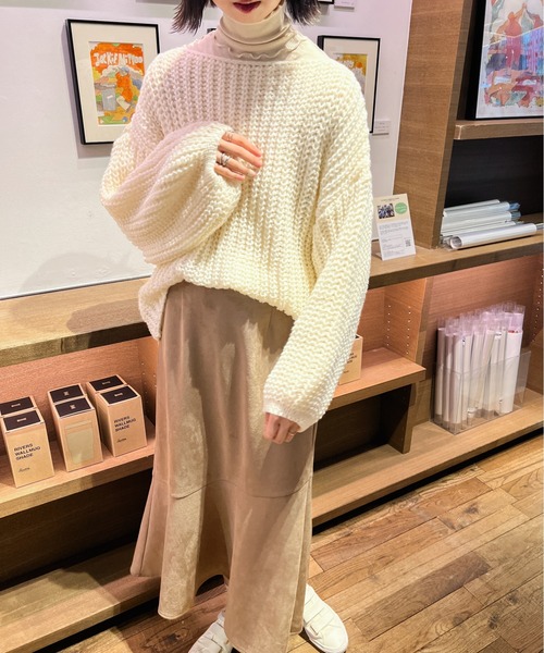 Ambre Ciel(アンブルシエル)の「ローゲージニット/【WEB/EC限定商品】(ニット/セーター・レディース・オフホワイト/ピンク・FREE)」の4枚目の写真