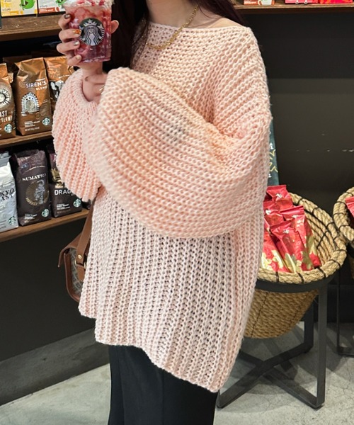 Ambre Ciel(アンブルシエル)の「ローゲージニット/【WEB/EC限定商品】(ニット/セーター・レディース・オフホワイト/ピンク・FREE)」の5枚目の写真
