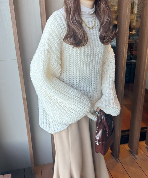 Ambre Ciel(アンブルシエル)の「ローゲージニット/【WEB/EC限定商品】(ニット/セーター・レディース・オフホワイト/ピンク・FREE)」の17枚目の写真