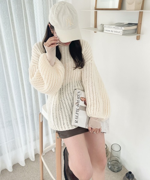 Ambre Ciel(アンブルシエル)の「ローゲージニット/【WEB/EC限定商品】(ニット/セーター・レディース・オフホワイト/ピンク・FREE)」の13枚目の写真