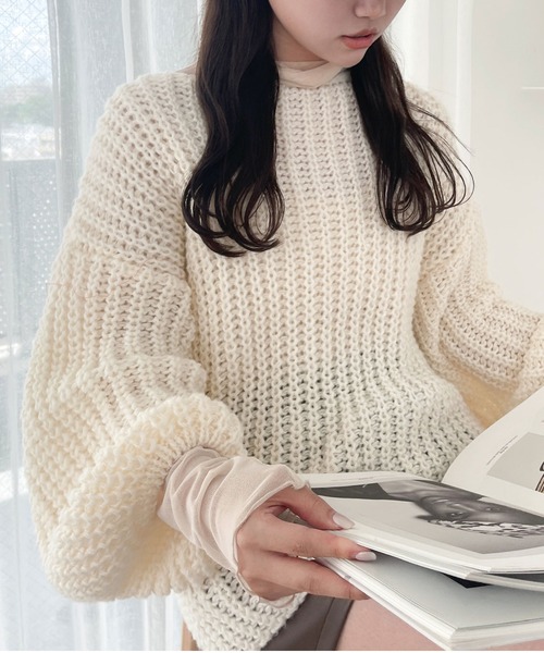 Ambre Ciel(アンブルシエル)の「ローゲージニット/【WEB/EC限定商品】(ニット/セーター・レディース・オフホワイト/ピンク・FREE)」の10枚目の写真