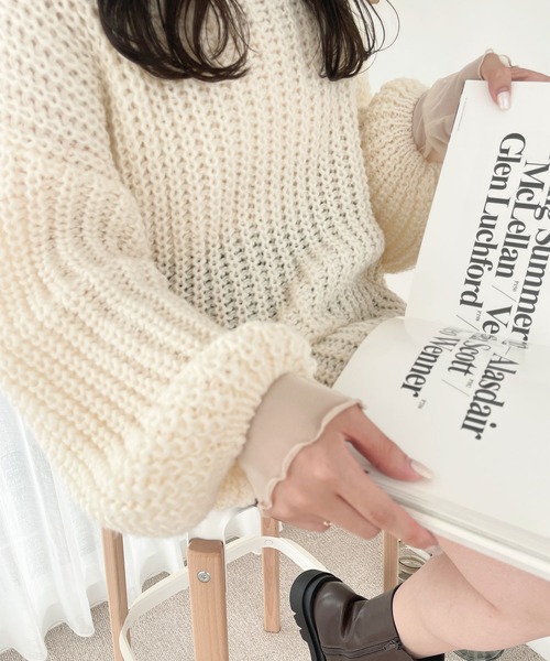 Ambre Ciel(アンブルシエル)の「ローゲージニット/【WEB/EC限定商品】(ニット/セーター・レディース・オフホワイト/ピンク・FREE)」の11枚目の写真
