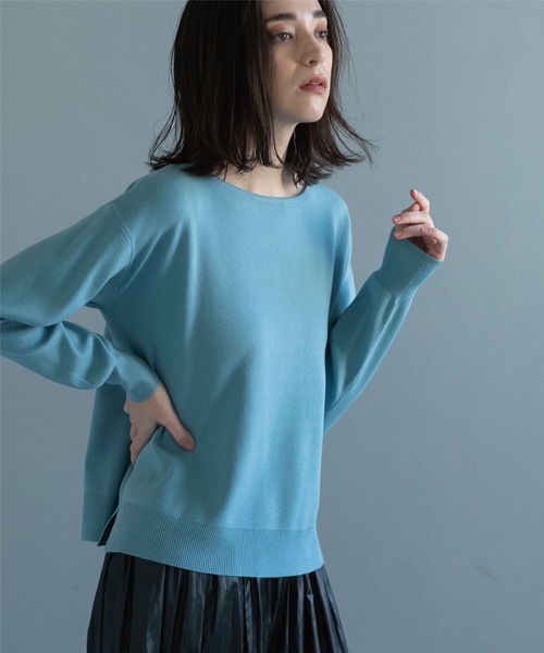 OPAQUE.CLIP（オペークドットクリップ）の「◆ボートネックニット【抗ピリング&マシンウォッシャブル】（ニット/セーター・レディース・ブラック/レッド系1/オフホワイト/ナチュラル/ブルー/ピンク系・34/36/38/40/42）」の5枚目の写真