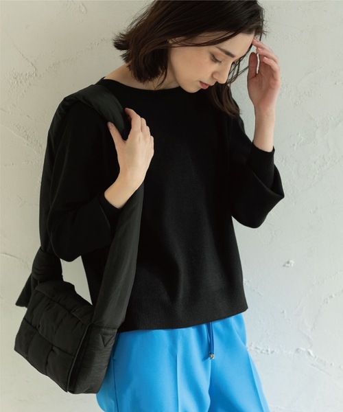 OPAQUE.CLIP（オペークドットクリップ）の「◆ボートネックニット【抗ピリング&マシンウォッシャブル】（ニット/セーター・レディース・ブラック/レッド系1/オフホワイト/ナチュラル/ブルー/ピンク系・34/36/38/40/42）」の3枚目の写真