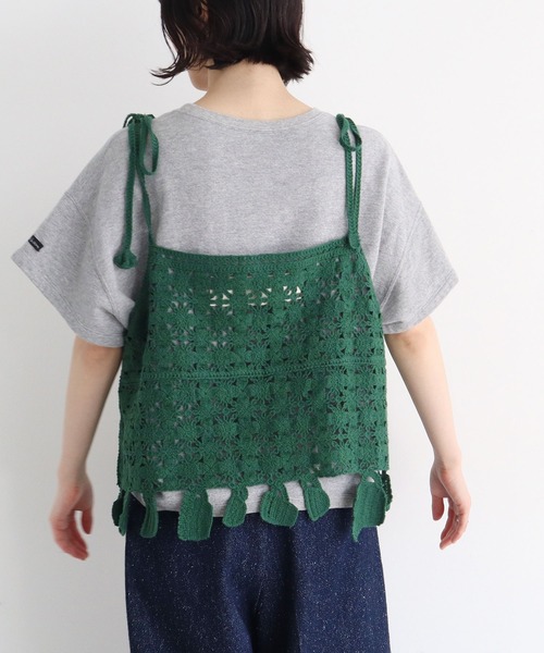 l'atelier du savon(アトリエドサボン)の「●C/Acかぎ針風 Mug cup刺繍キャミ(ベスト・レディース・ブラック/ホワイト/グリーン・FREE)」の17枚目の写真