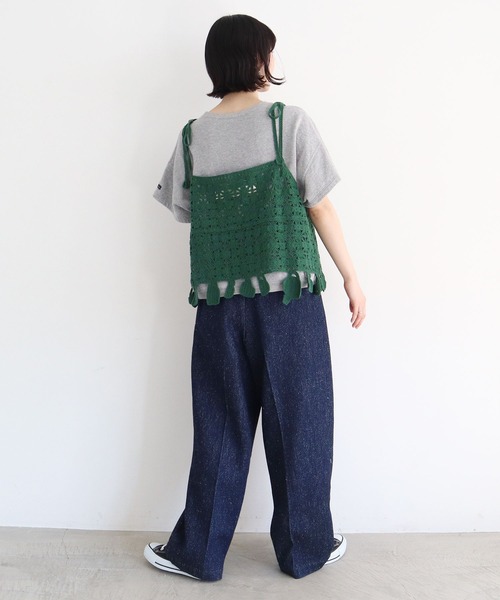 l'atelier du savon(アトリエドサボン)の「●C/Acかぎ針風 Mug cup刺繍キャミ(ベスト・レディース・ブラック/ホワイト/グリーン・FREE)」の14枚目の写真