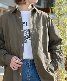 Java | 《JaVa ジャバコラボ》大人のヴインテージライク。綿100%ピグメントロゴ刺繍オーバーシャツ(シャツ/ブラウス)