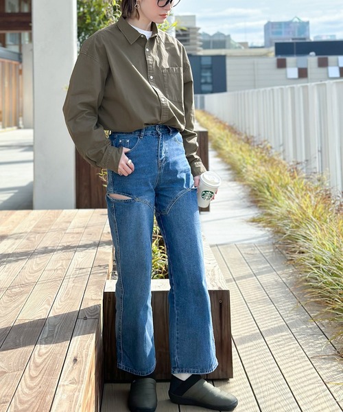 Java（ジャバ）の「《JaVa ジャバコラボ》大人のヴインテージライク。綿100%ピグメントロゴ刺繍オーバーシャツ（シャツ/ブラウス・メンズ・オフホワイト/グレー系/ブラック/ベージュ・LARGE/MEDIUM/SMALL/X-LARGE）」の13枚目の写真