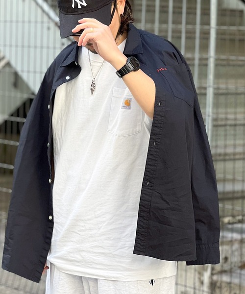 Java（ジャバ）の「《JaVa ジャバコラボ》大人のヴインテージライク。綿100%ピグメントロゴ刺繍オーバーシャツ（シャツ/ブラウス・メンズ・オフホワイト/グレー系/ブラック/ベージュ・LARGE/MEDIUM/SMALL/X-LARGE）」の19枚目の写真