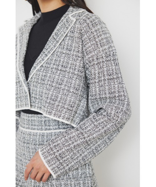 rienda（リエンダ）の「クロップドWテーラードツイード二ットジャケット（テーラードジャケット・レディース・ブラック/ライム/ホワイト・FREE）」の21枚目の写真