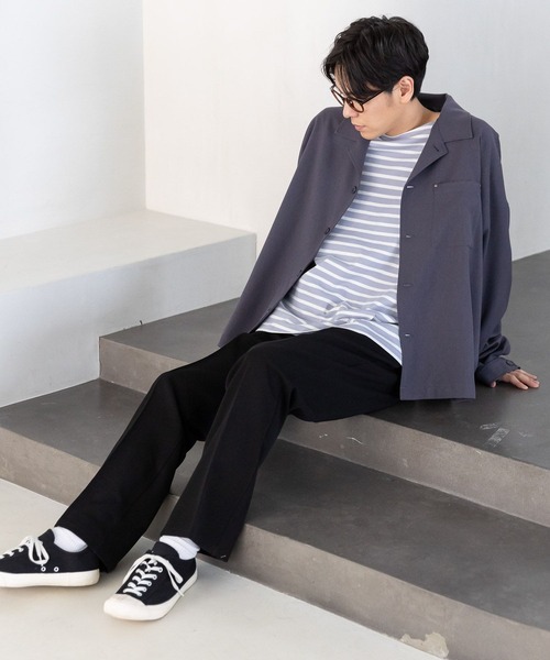 LAKOLE(ラコレ)の「バスクボーダーロングTシャツ / 179767(Tシャツ/カットソー・メンズ・ダークブルー/ラベンダー/アイボリー・MEDIUM/LARGE)」の14枚目の写真