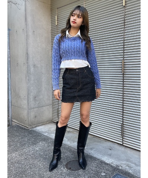 ENVYM（アンビー）の「ニットドッキングショートSH（ニット/セーター・レディース・グレー/ブルー/ブラック・FREE）」の8枚目の写真