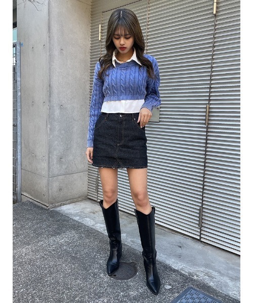 ENVYM（アンビー）の「ニットドッキングショートSH（ニット/セーター・レディース・グレー/ブルー/ブラック・FREE）」の13枚目の写真