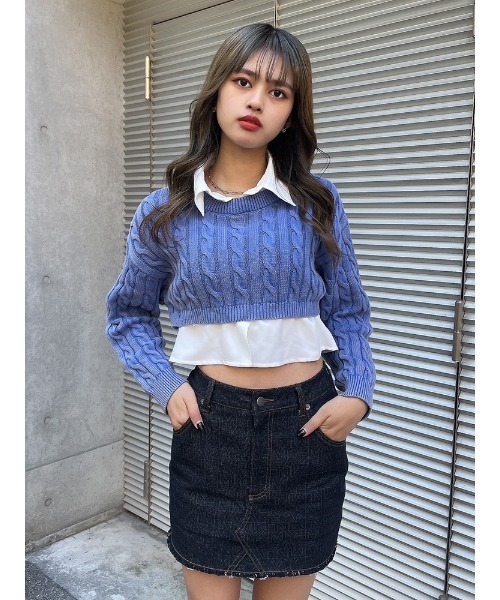 ENVYM（アンビー）の「ニットドッキングショートSH（ニット/セーター・レディース・グレー/ブルー/ブラック・FREE）」の22枚目の写真