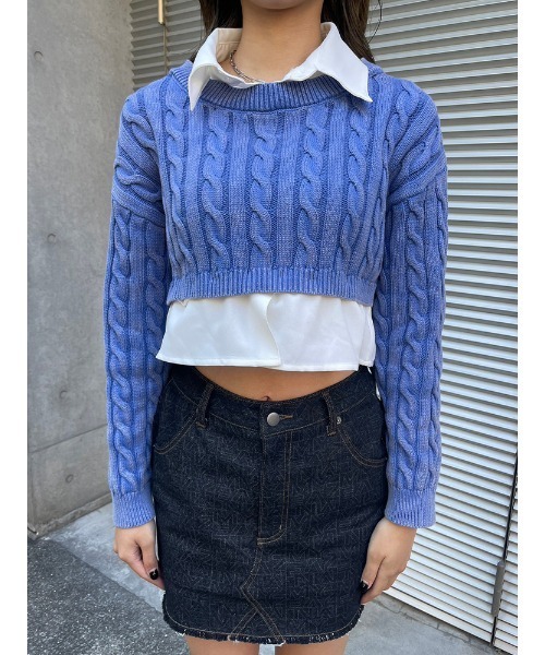 ENVYM（アンビー）の「ニットドッキングショートSH（ニット/セーター・レディース・グレー/ブルー/ブラック・FREE）」の18枚目の写真