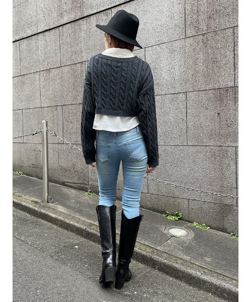 ENVYM（アンビー）の「ニットドッキングショートSH（ニット/セーター・レディース・グレー/ブルー/ブラック・FREE）」の15枚目の写真