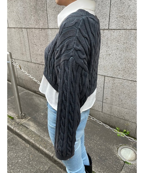 ENVYM（アンビー）の「ニットドッキングショートSH（ニット/セーター・レディース・グレー/ブルー/ブラック・FREE）」の20枚目の写真