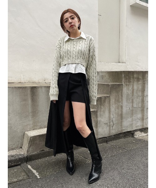 ENVYM（アンビー）の「ニットドッキングショートSH（ニット/セーター・レディース・グレー/ブルー/ブラック・FREE）」の7枚目の写真