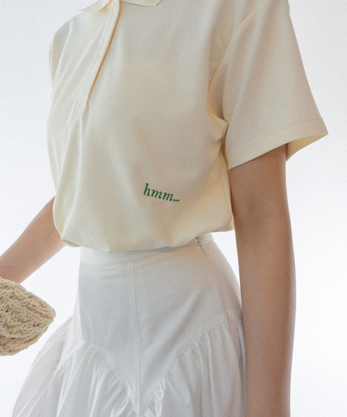 Charles Chaton(シャルルシャトン)の「golf girl shirt ゴルフガールシャツ(ポロシャツ・レディース・ピンク/アイボリー/ブラック・FREE)」の2枚目の写真
