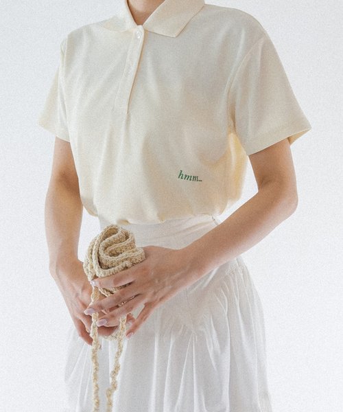 Charles Chaton(シャルルシャトン)の「golf girl shirt ゴルフガールシャツ(ポロシャツ・レディース・ピンク/アイボリー/ブラック・FREE)」の5枚目の写真