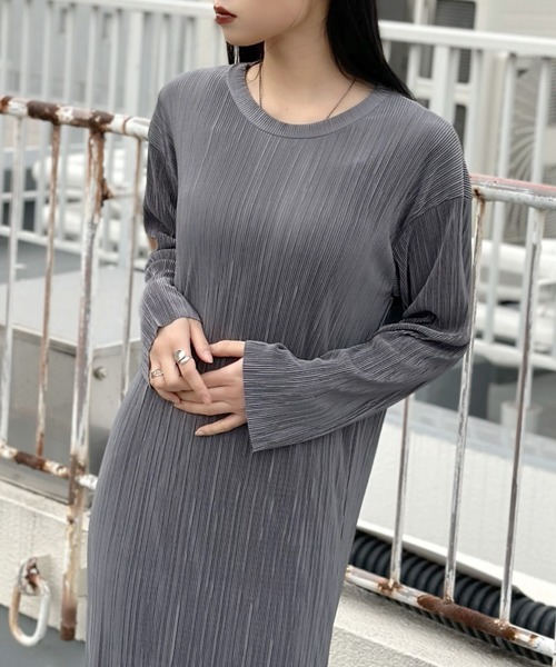Micro pleats long one-piece / マイクロプリーツロング
