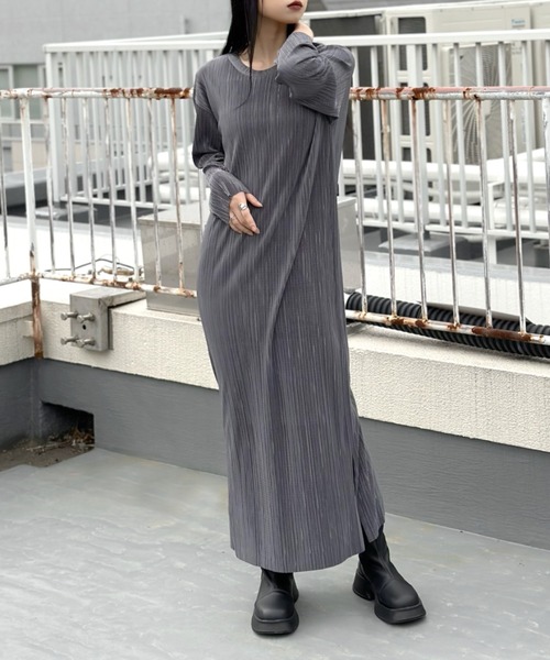 新品 高級 PLEATS ロング ワンピース