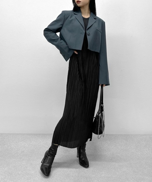 LVEU.(ラブユ.)の「Micro pleats long one-piece / マイクロプリーツロングワンピース(ワンピース・レディース・ブラック/チャコールグレー・FREE)」の20枚目の写真