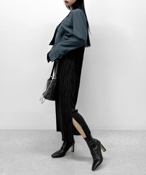 LVEU.(ラブユ.)の「Micro pleats long one-piece / マイクロプリーツロングワンピース(ワンピース・レディース・ブラック/チャコールグレー・FREE)」の21枚目の写真