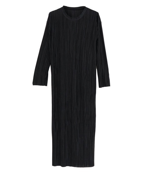 極美品✨PLEATS PLEASE プリーツ　ロングワンピース　黒色　スリット PLEATS PLEASE プリーツプリーズ イッセイミヤケ PP71-JH516