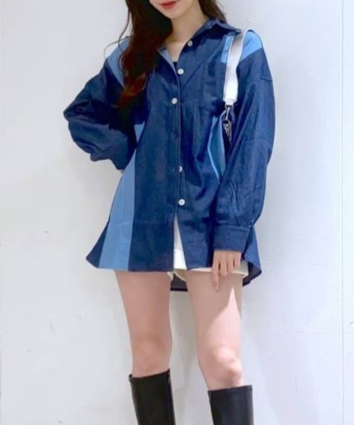 FOREVER 21（フォーエバー トゥエンティーワン）の「【STREET】デニムシャツワンピース（ワンピース・レディース・スカイブルー/ブルー/ネイビー・FREE）」の3枚目の写真