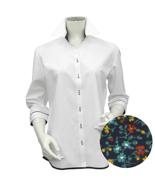 TOKYO SHIRTS(トウキョウシャツ)の「透け防止 形態安定ノーアイロン スキッパー 七分袖ビジネスワイシャツ(ビジネスシャツ・レディース・ホワイト・LL/S/M/L/XL)」の3枚目の写真