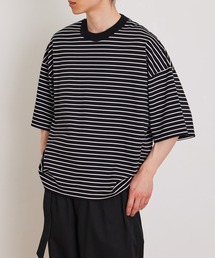 ADAM ET ROPE' | スーピマコットン 32Gポンチ ロイヤルクール オーバーサイズ ボーダー Tシャツ(Tシャツ/カットソー)