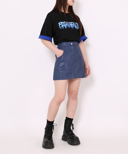Figments（フィグメンツ）の「コーティングミニスカート（スカート・レディース・ブラック/ネイビー・FREE）」の5枚目の写真