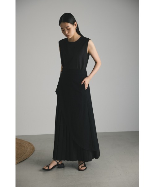 STYLEMIXER（スタイルミキサー）の「2ピースレイヤードプリーツワンピース（ワンピース・レディース・ブラック/ライトベージュ・SMALL/MEDIUM）」の19枚目の写真