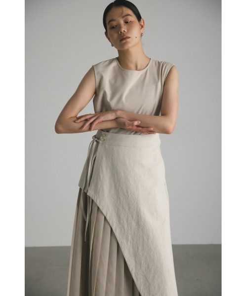 STYLEMIXER（スタイルミキサー）の「2ピースレイヤードプリーツワンピース（ワンピース・レディース・ブラック/ライトベージュ・SMALL/MEDIUM）」の7枚目の写真