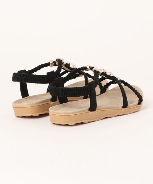 Balancoire（ブランコアール）の「Tストラップ ビジューフラットサンダル（サンダル・レディース・ブラック/ネイビー/アイボリー/カーキ・M/LL/L/S）」の5枚目の写真