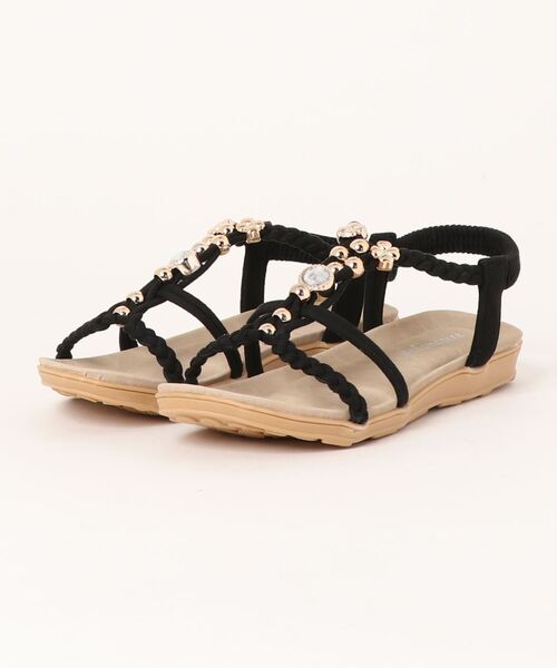 Balancoire（ブランコアール）の「Tストラップ ビジューフラットサンダル（サンダル・レディース・ブラック/ネイビー/アイボリー/カーキ・M/LL/L/S）」の7枚目の写真