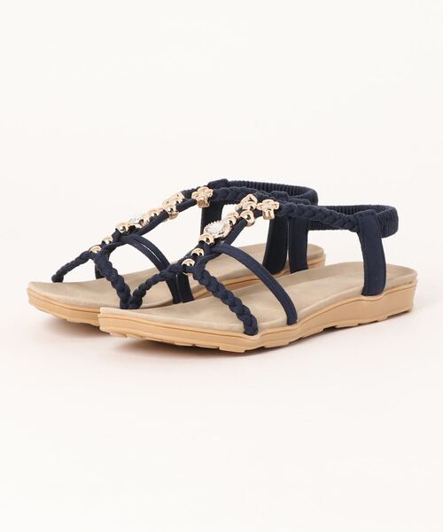 Balancoire（ブランコアール）の「Tストラップ ビジューフラットサンダル（サンダル・レディース・ブラック/ネイビー/アイボリー/カーキ・M/LL/L/S）」の10枚目の写真