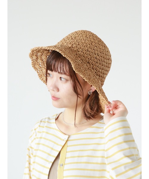 ehka sopo（エヘカソポ）の「ペーパーちびつばハット（ハット・レディース・キナリ/ベージュ/ブラック・ﾌﾘ-）」の3枚目の写真